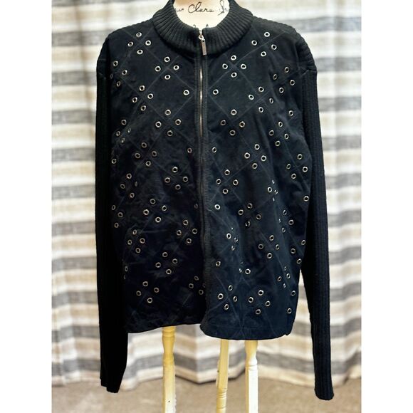 Vt6 Blk Suede/Knit Jacket Size 2X by Robert Louis Retro 80's/90's Vibes - Picture 1 of 6